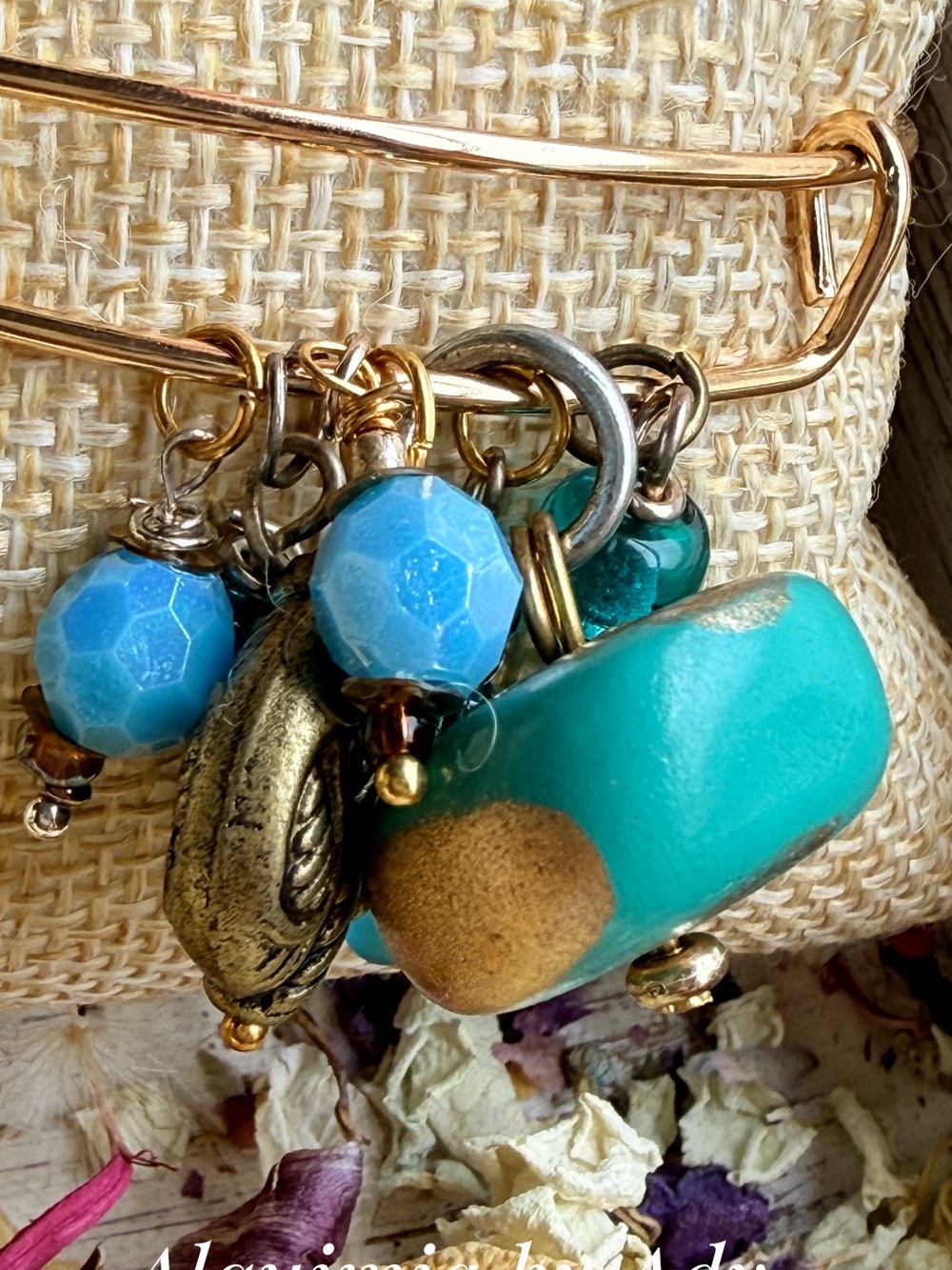 Gold and Green amazonite Charm Bracelet